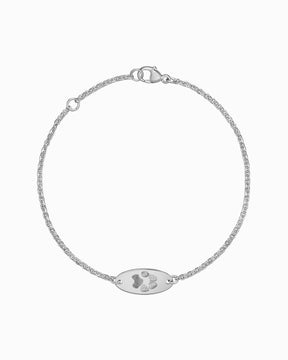 Pfotenabdruck Gravurarmband Gravurplatte Oval Zirkonia