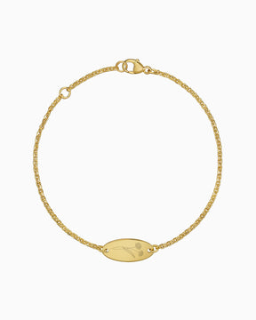 Geburtsblume Gravurarmband Gravurplatte Oval Zirkonia