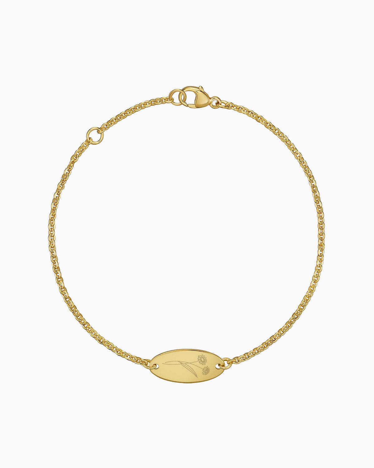 Geburtsblume Gravurarmband Gravurplatte Oval