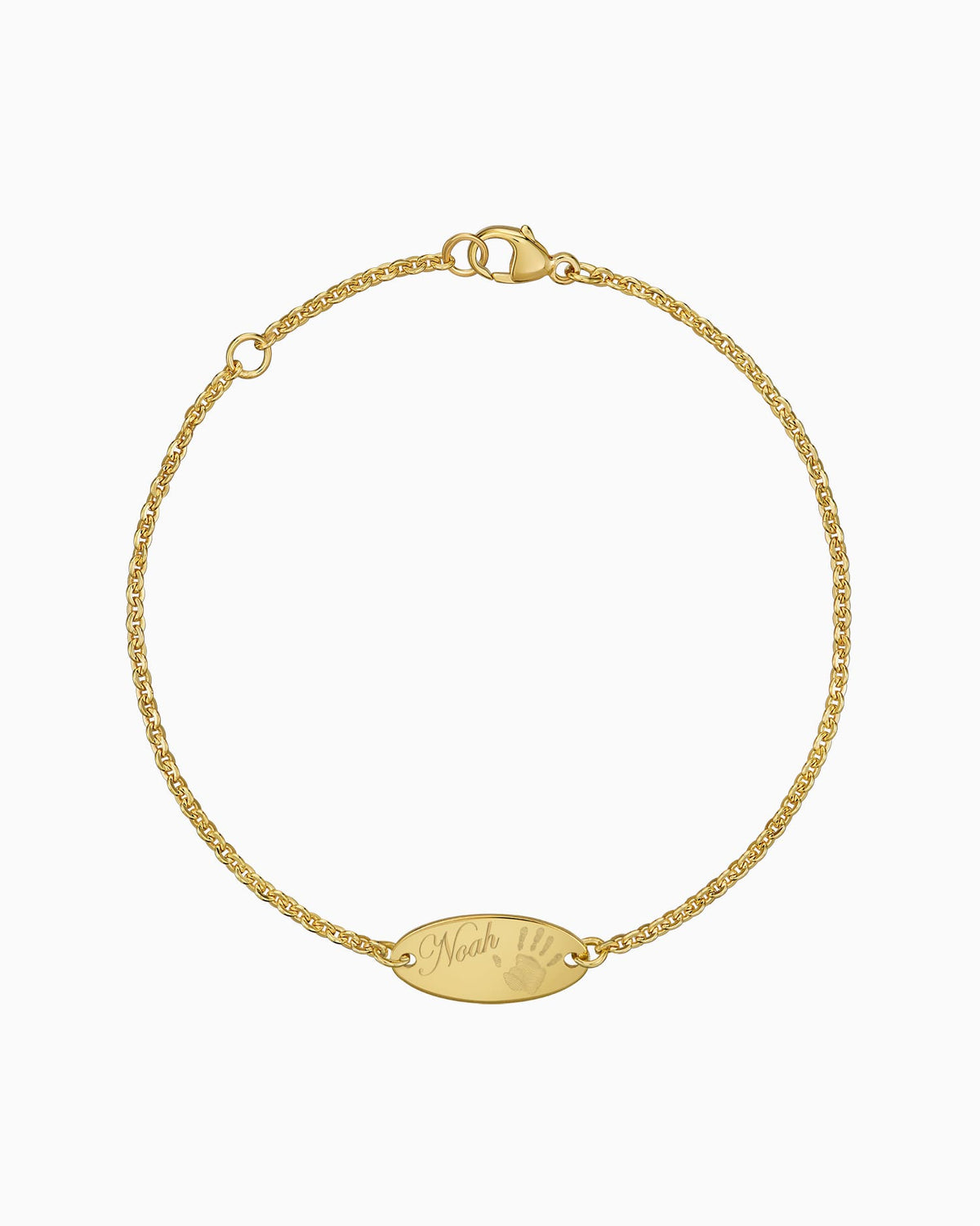 Handabdruck Gravurarmband Gravurplatte Oval