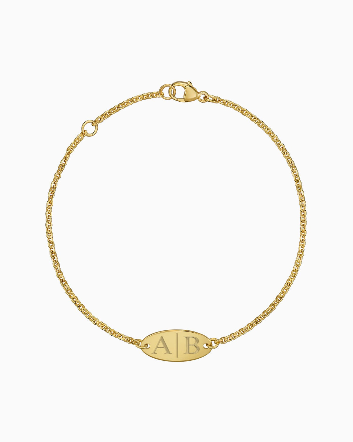 Initialen Gravurarmband Gravurplatte Oval Zirkonia