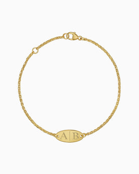 Initialen Gravurarmband Gravurplatte Oval