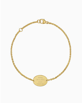 Geburtsdaten Gravurarmband Gravurplatte Oval