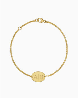 Initialen graveren armband graveerplaat ovaal