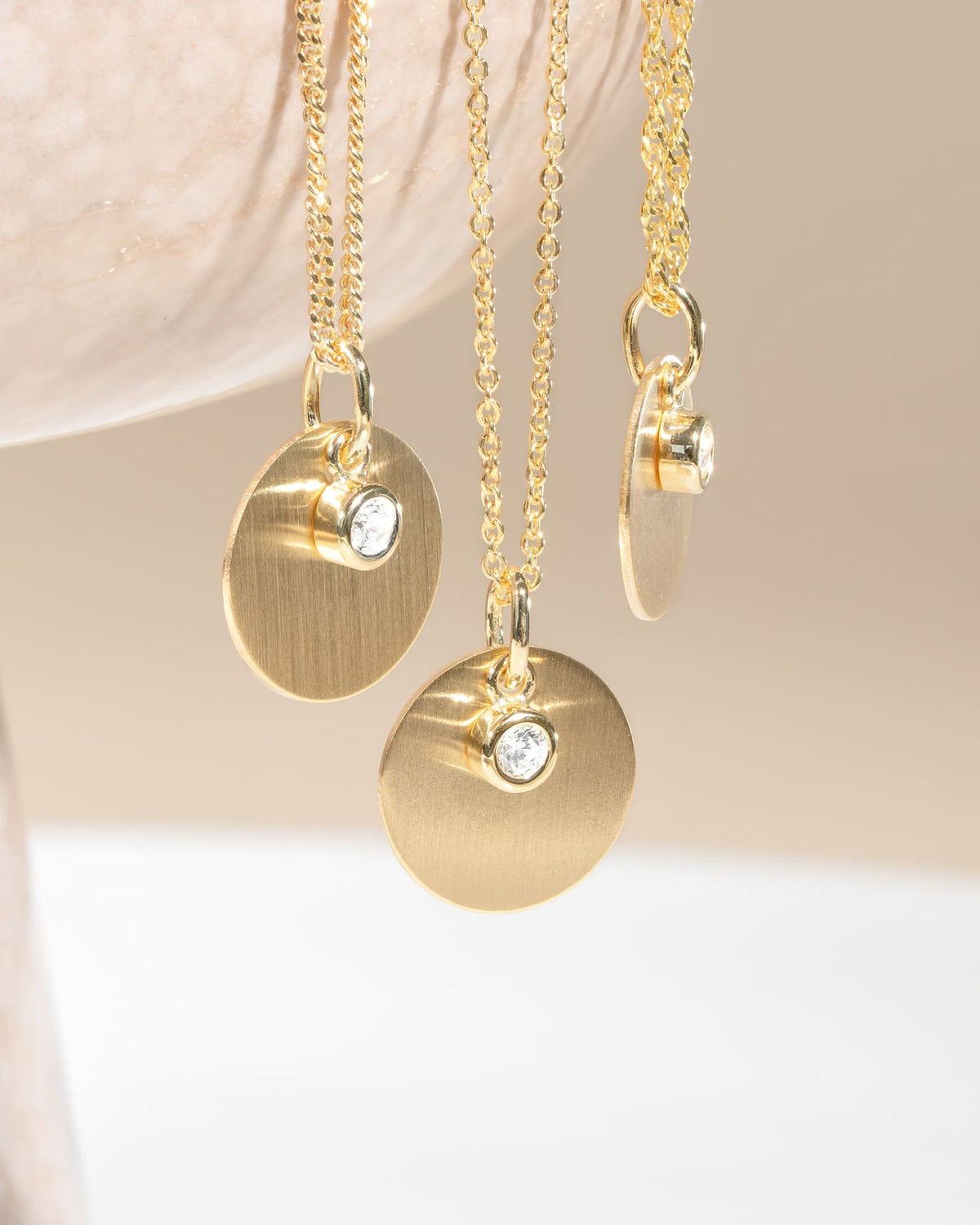 Gravurplatten Anhänger Halskette Zirkonia 12mm