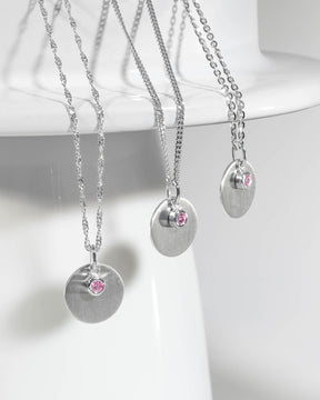Gravurplatten Anhänger Halskette Zirkonia Pink 12mm