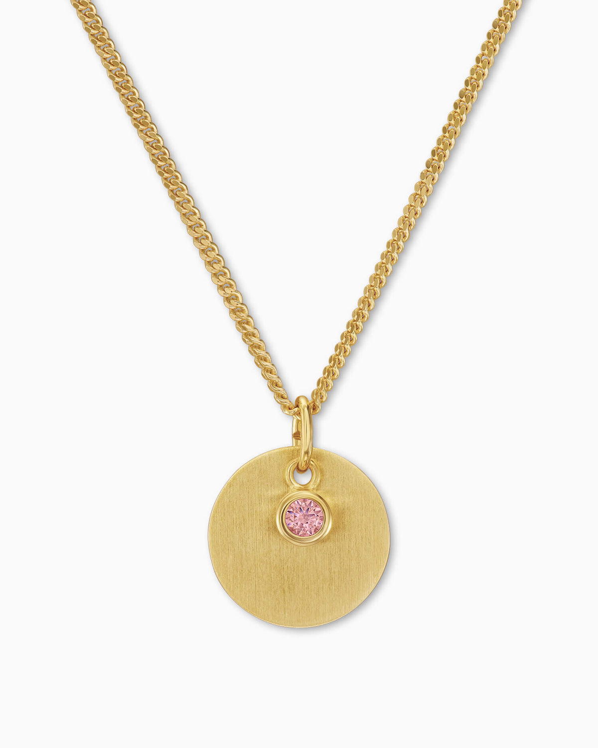 Graveerplaatjes hanger collier zirkonia roze 12mm