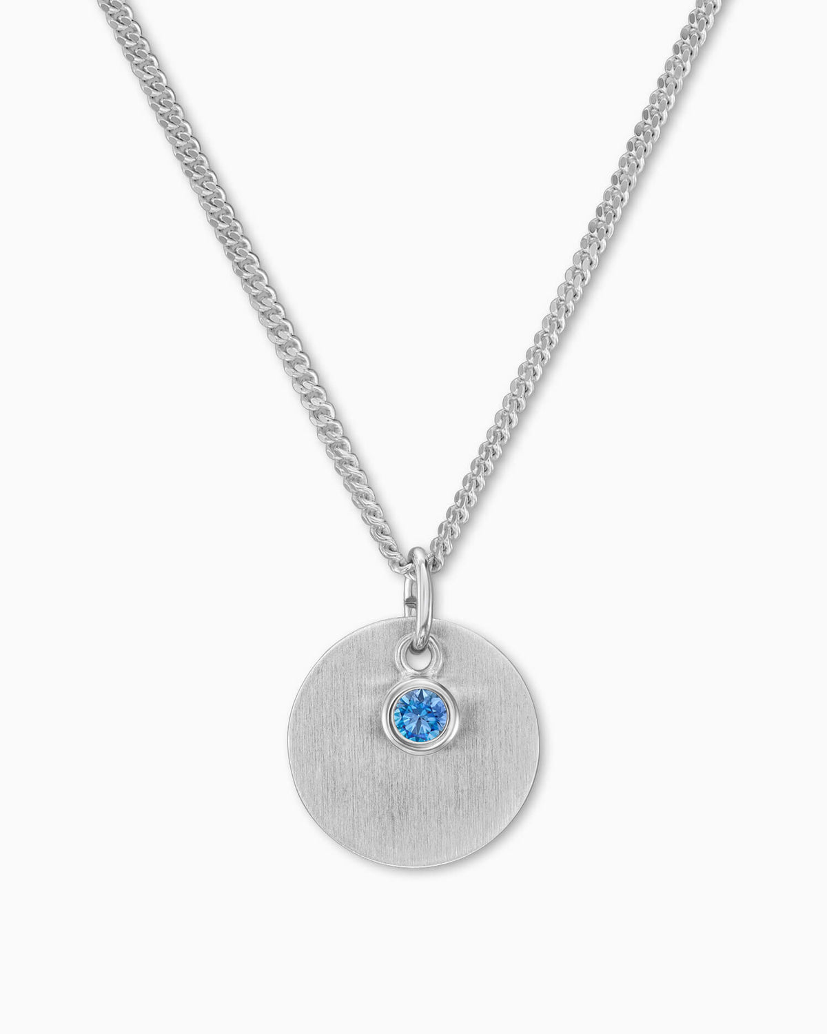 Gravurplatten Anhänger Halskette Zirkonia Blau 12mm