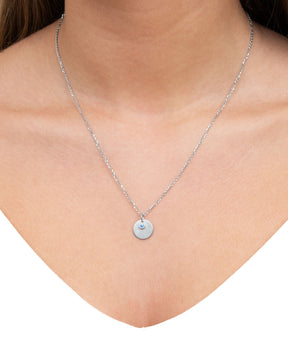 Gravurplatten Anhänger Halskette Zirkonia Blau 12mm