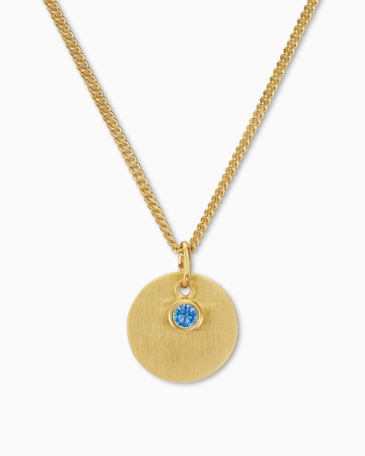 Gravurplatten Anhänger Halskette Zirkonia Blau 12mm