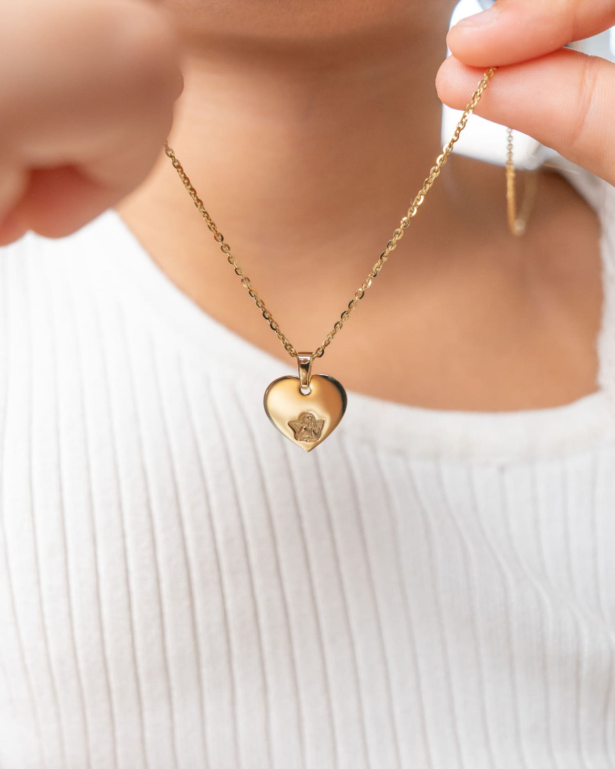 Gravurplatten Anhänger Halskette Herz Schutzengel