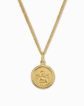 Graveerplaatjes hanger ketting beschermengel