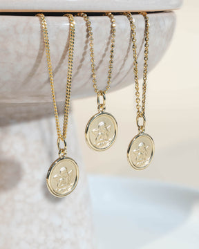 Graveerplaatjes hanger ketting beschermengel