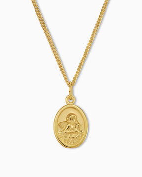 Graveerplaatjes hanger ketting beschermengel