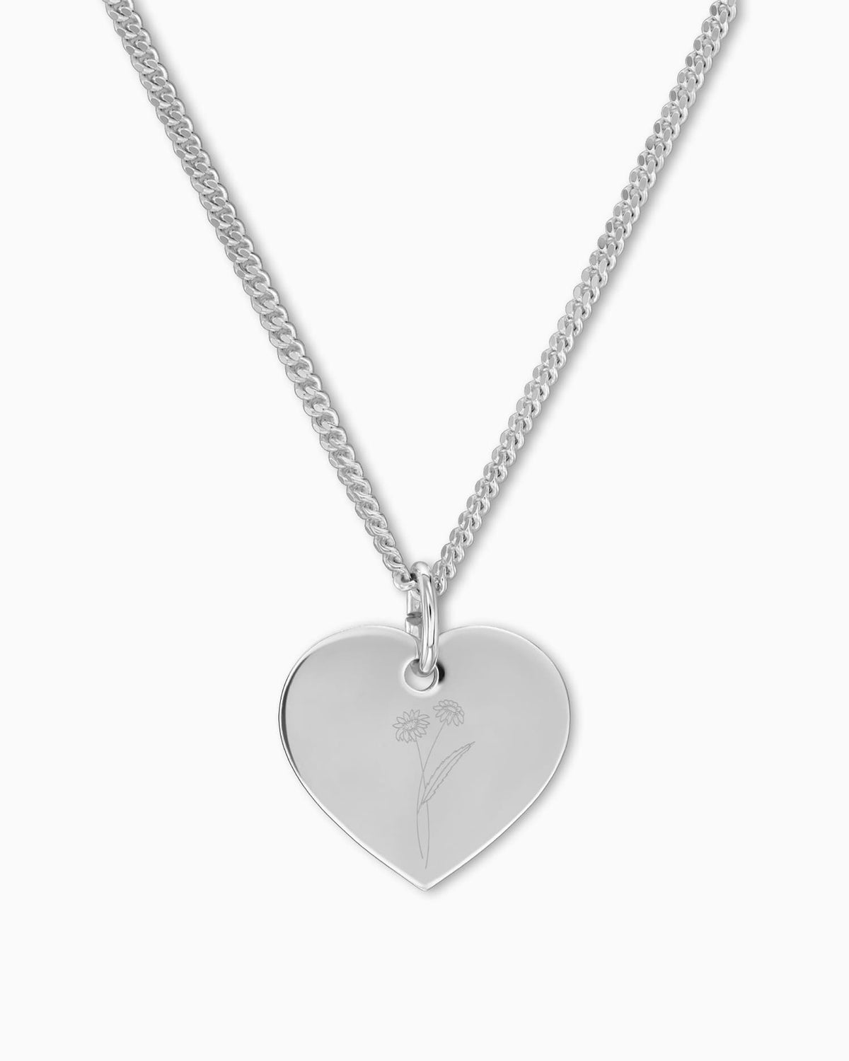 Geboorte bloem hart ketting graveren plaat hanger 13mm
