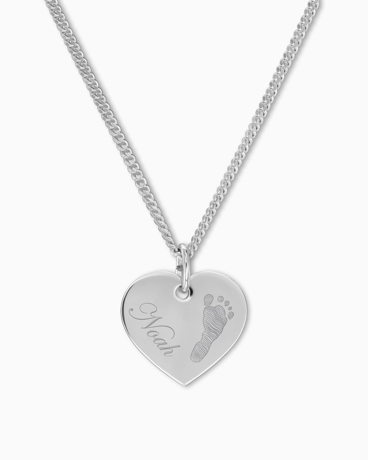 Voetafdruk hart ketting graveerplaatje hanger 13mm
