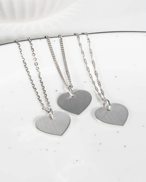 Handwriting Uploud heart necklace engraving plate pendant 13mm