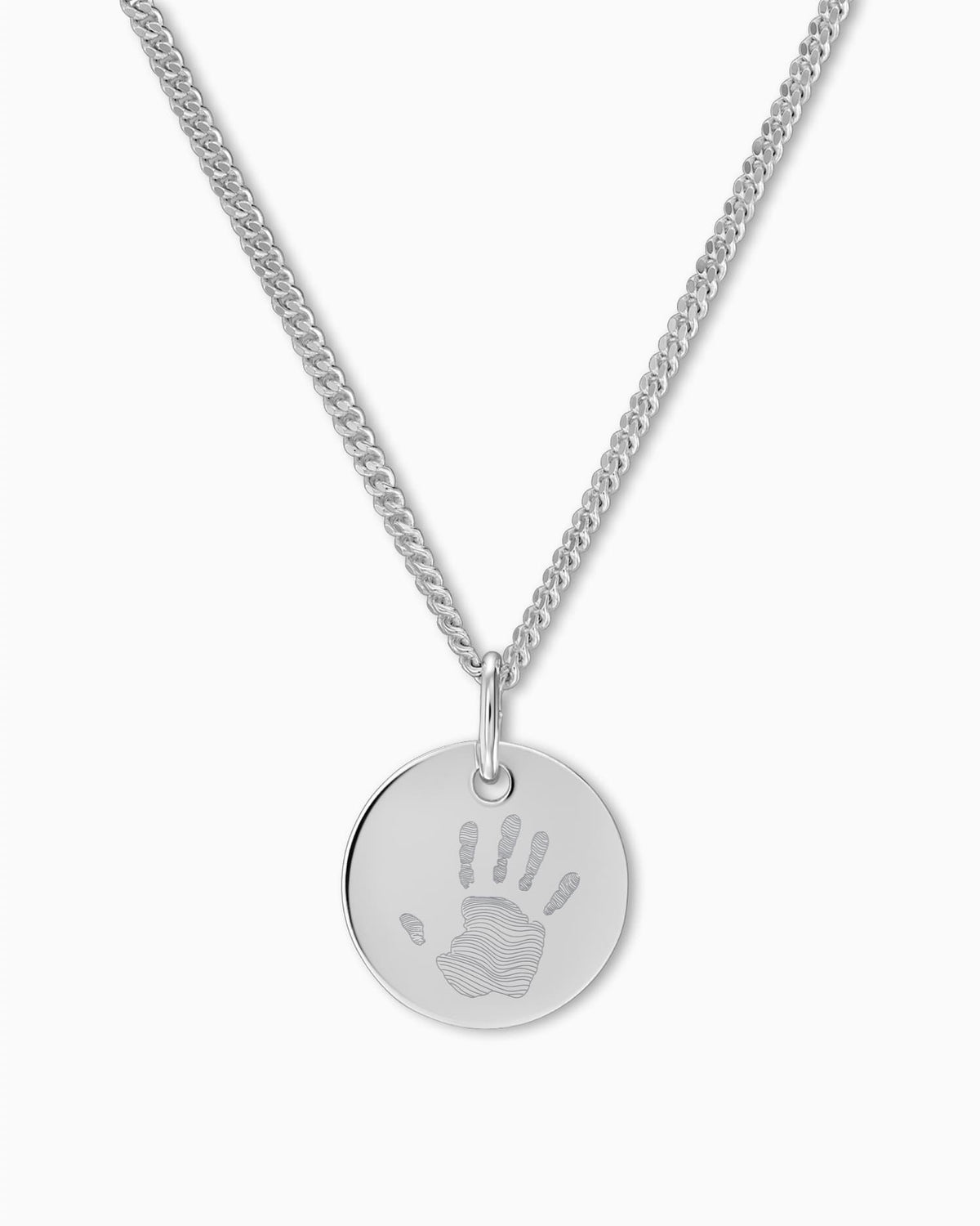 Handafdruk graveerplaatjes halsketting hanger rond 12mm