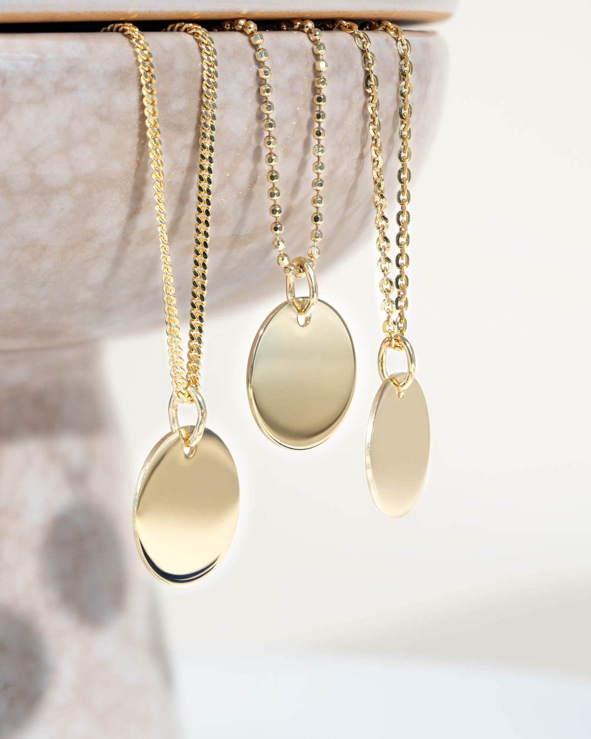 Engraving plates necklace pendant round 14mm