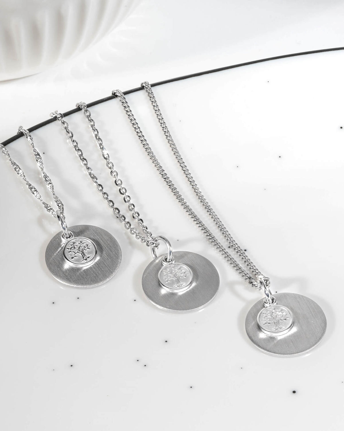 Graveerplaatjes halsketting hanger levensboom 12mm