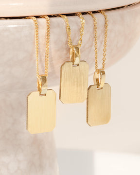 Zodiac sign engraving plates necklace pendant square