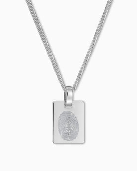 Fingerprint engraving plates necklace pendant square