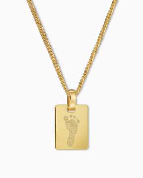 Footprint engraving plates necklace pendant square