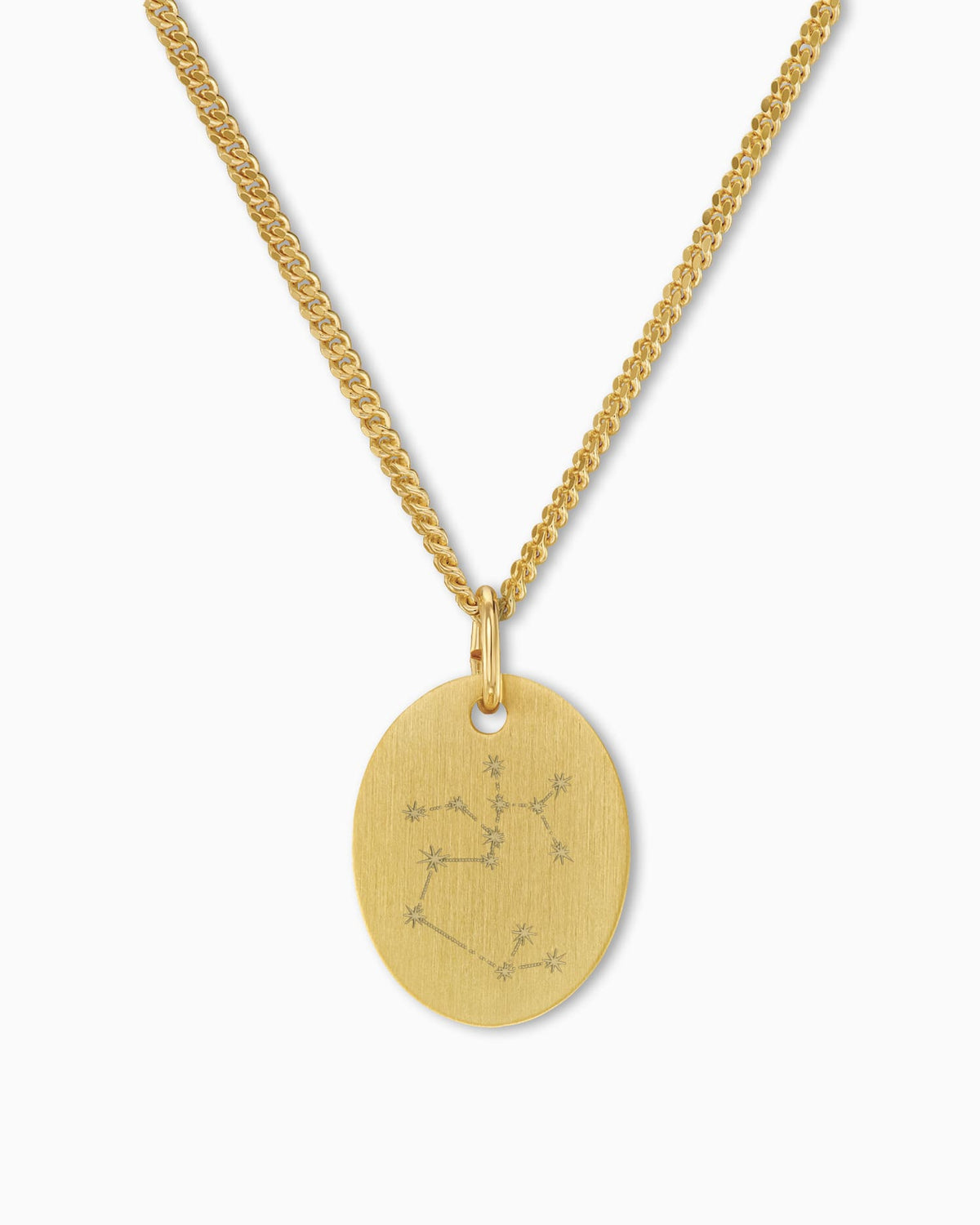 Zodiac sign engraving plates necklace pendant oval