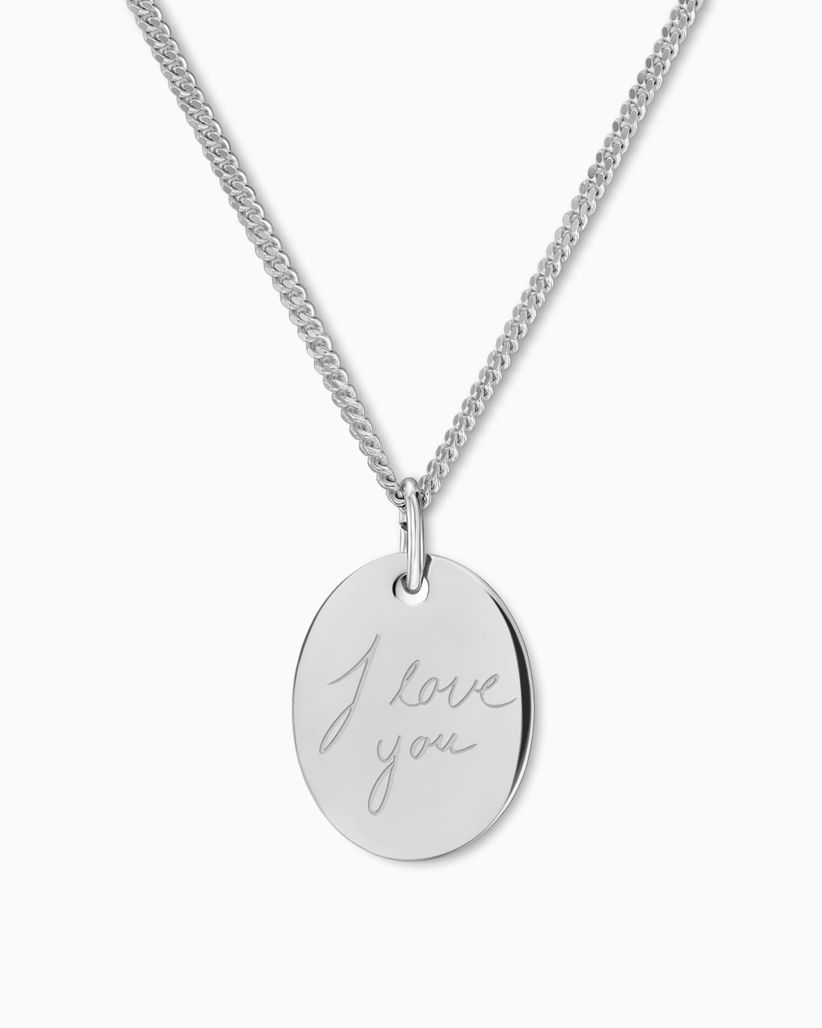 Handwriting Uploud engraving plates necklace pendant oval