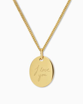 Handwriting Uploud engraving plates necklace pendant oval