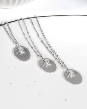 Gravurplatten Halskette Anhänger Oval Zirkonia
