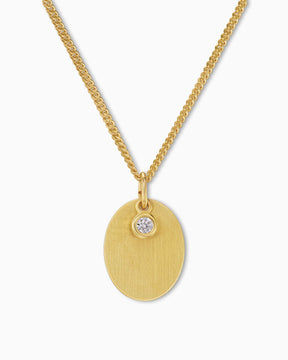 Gravurplatten Halskette Anhänger Oval Zirkonia