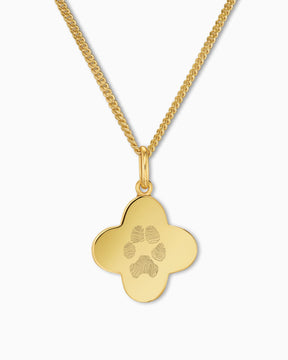 Pfotenabdruck Kleeblatt Halskette Gravurplatte - grivurschmuck.com