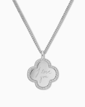 Handwriting Uploud cloverleaf necklace engraving plate