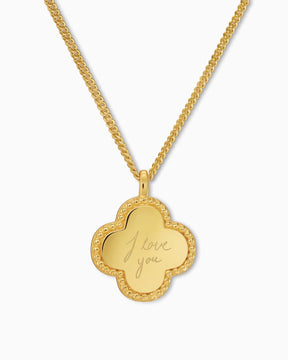 Handwriting Uploud cloverleaf necklace engraving plate
