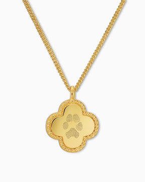 Pfotenabdruck Kleeblatt Halskette Gravurplatte - grivurschmuck.com