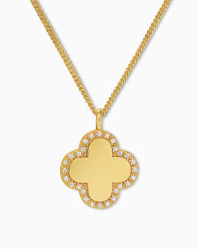 Cloverleaf necklace engraving plate zirconia