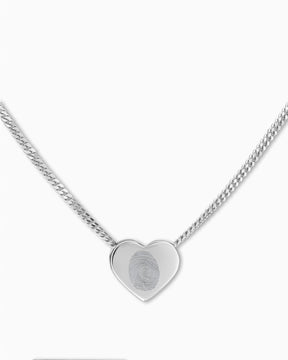 Vingerafdruk hart ketting graveren plaat hanger