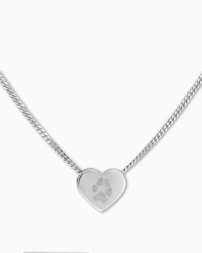 Pfotenabdruck Herz Halskette Gravurplatte Anhänger - grivurschmuck.com