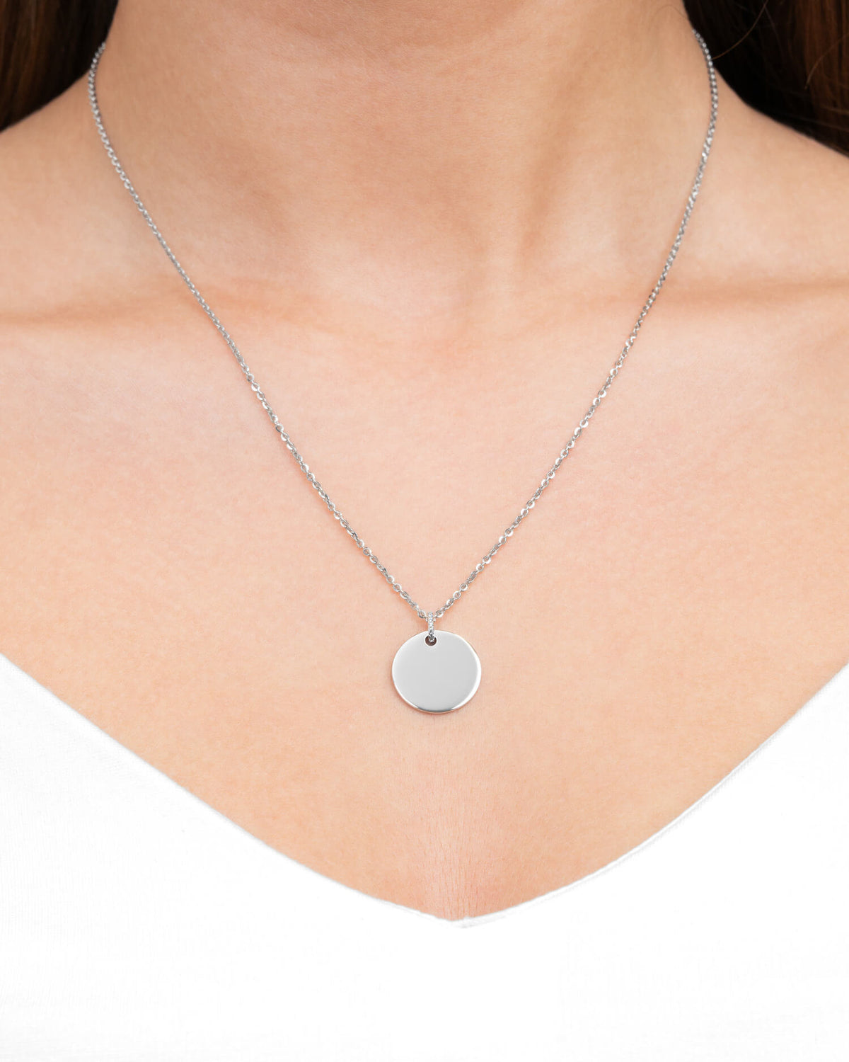 Handschrift Uploud Gravurplatten Halskette Anhänger Zirkonia Rund