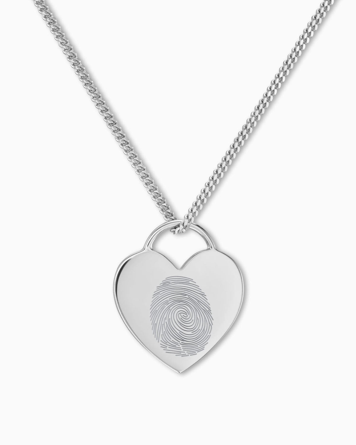 Vingerafdruk hart ketting graveren plaat hanger
