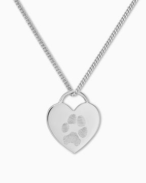 Pfotenabdruck Herz Halskette Gravurplatte Anhänger - grivurschmuck.com