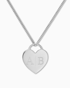Initials heart necklace engraving plate pendant