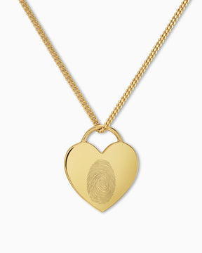 Vingerafdruk hart ketting graveren plaat hanger
