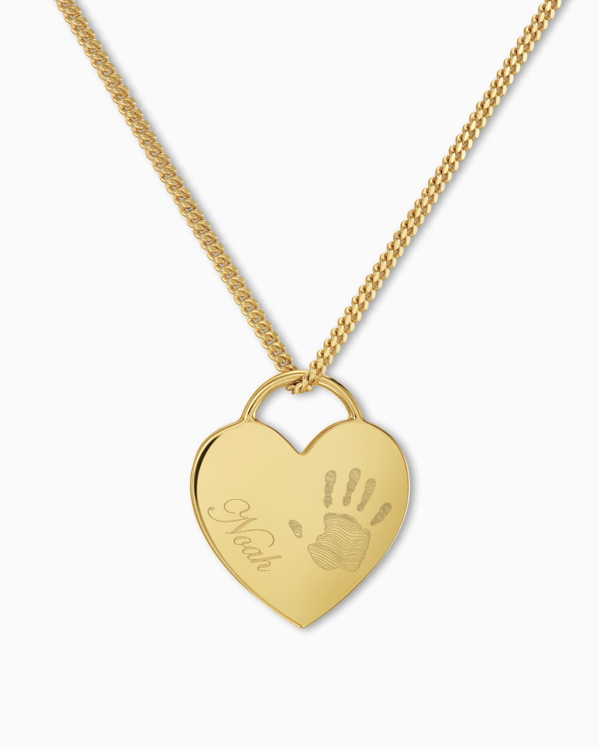 Handafdruk hart ketting graveerplaatje hanger