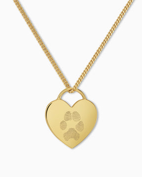 Pfotenabdruck Herz Halskette Gravurplatte Anhänger - grivurschmuck.com