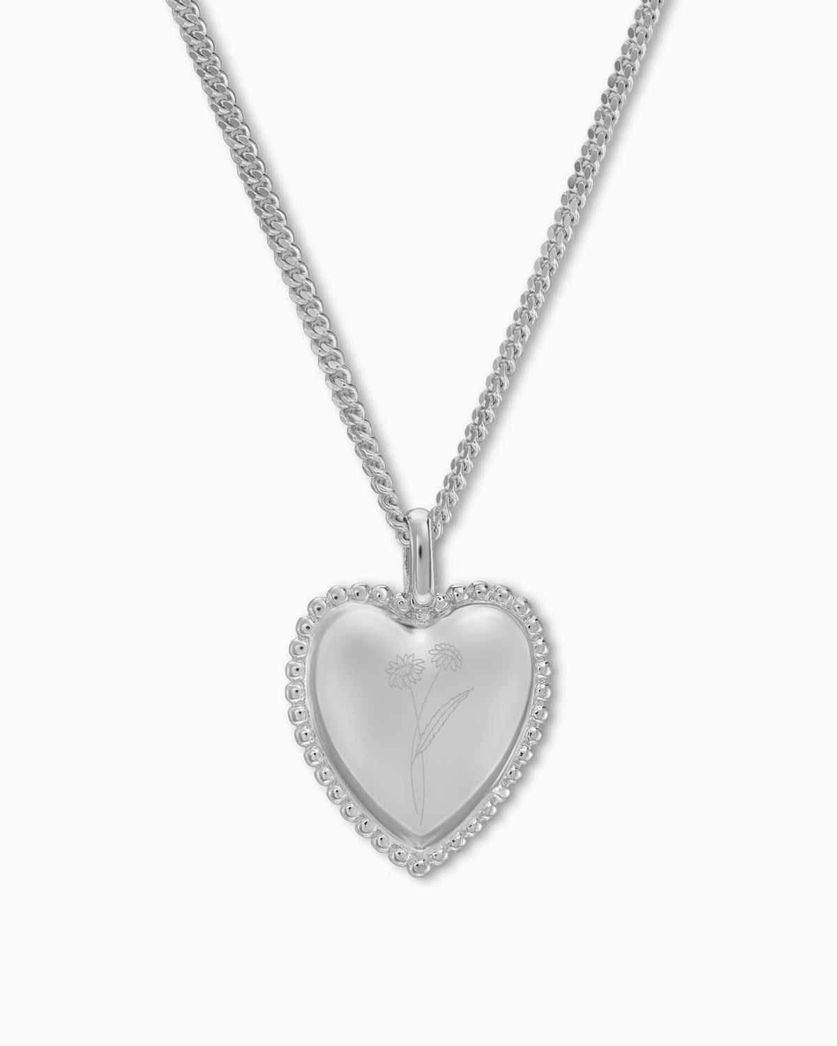 Geboorte bloem hart ketting graveren plaat hanger