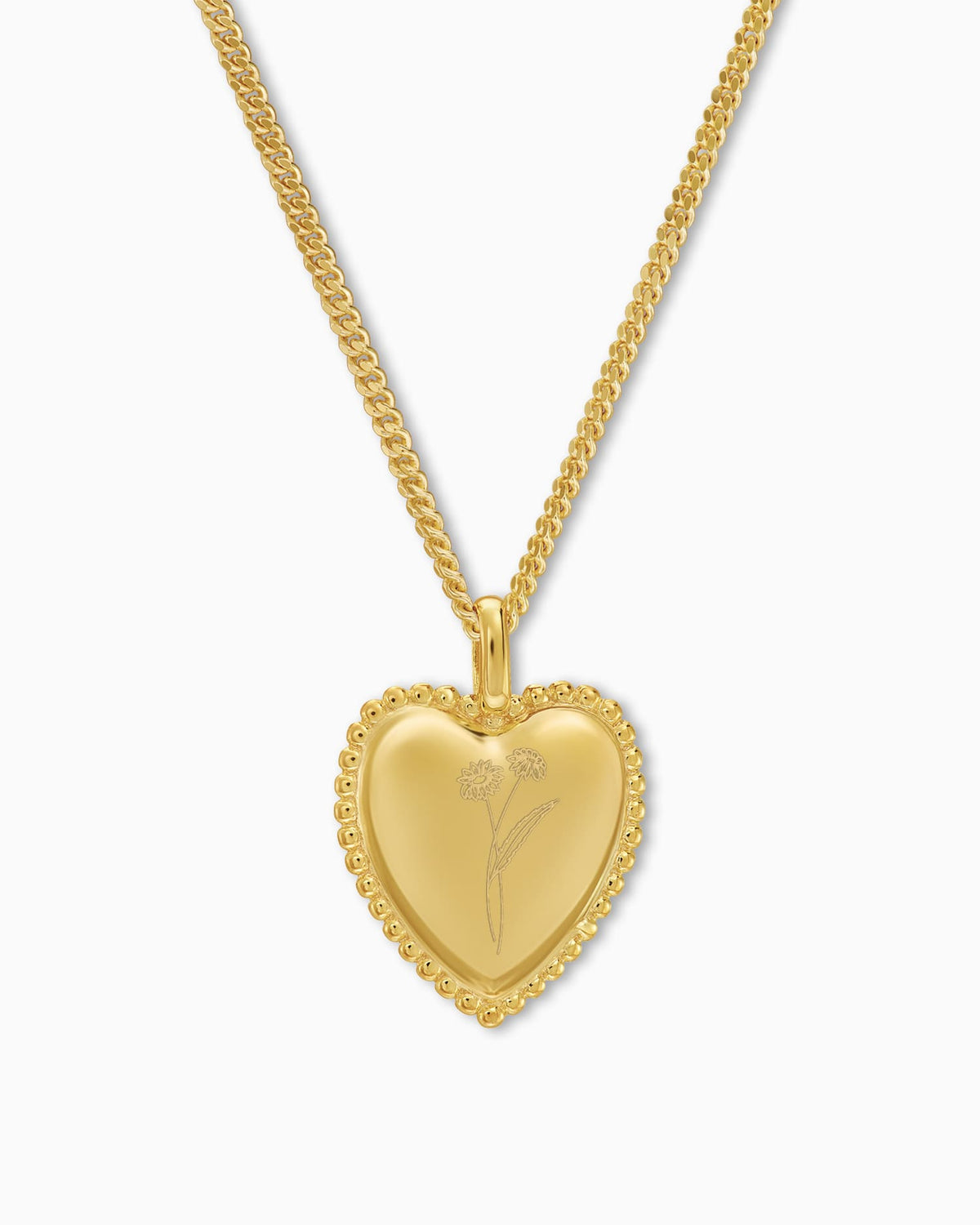 Birth flower heart necklace engraving plate pendant