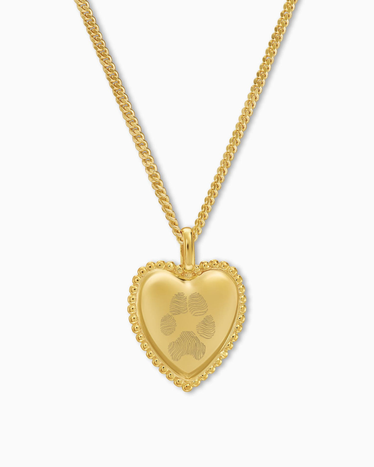Paw print heart necklace engraving plate pendant - grivurschmuck.com