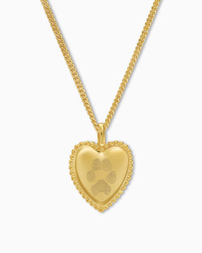 Pfotenabdruck Herz Halskette Gravurplatte Anhänger - grivurschmuck.com
